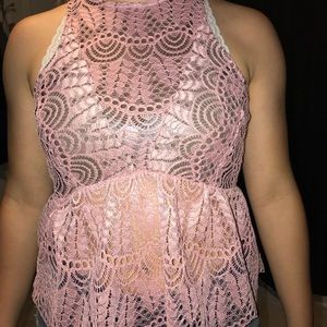 Boutique pink lace tank
